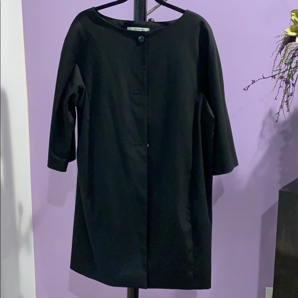 Liz Claiborne black quarter sleeve 3 button duster